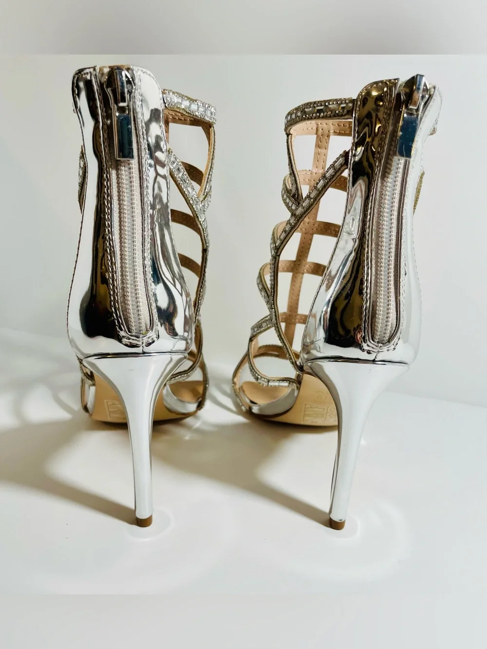 ALDO Silver Crystal Sandal Heels